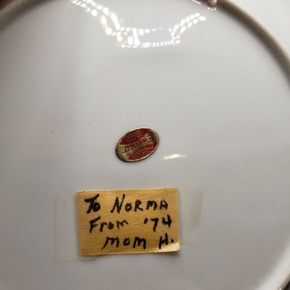 Gorgeous Signed ENESCO Plate 2 Blue Yellow BIRDS on Branch Plum Flowers Floral - Picture 7 of 9